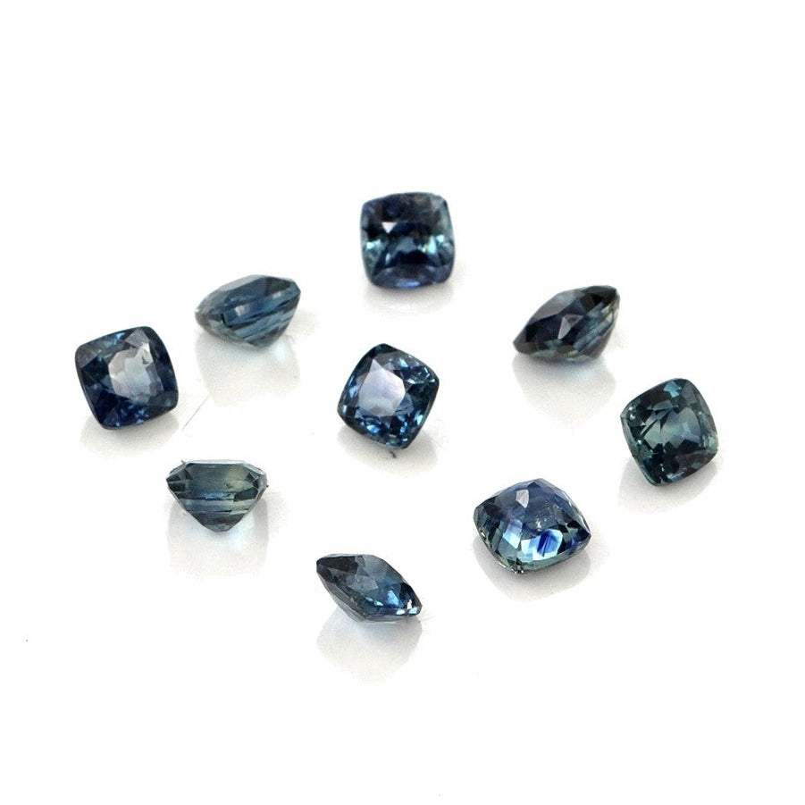 Natural Untreated Australian Teal Sapphire Calibrated Cushions | 3mm & 3.5mm