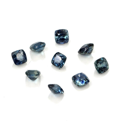 Natural Untreated Australian Teal Sapphire Calibrated Cushions | 3mm & 3.5mm
