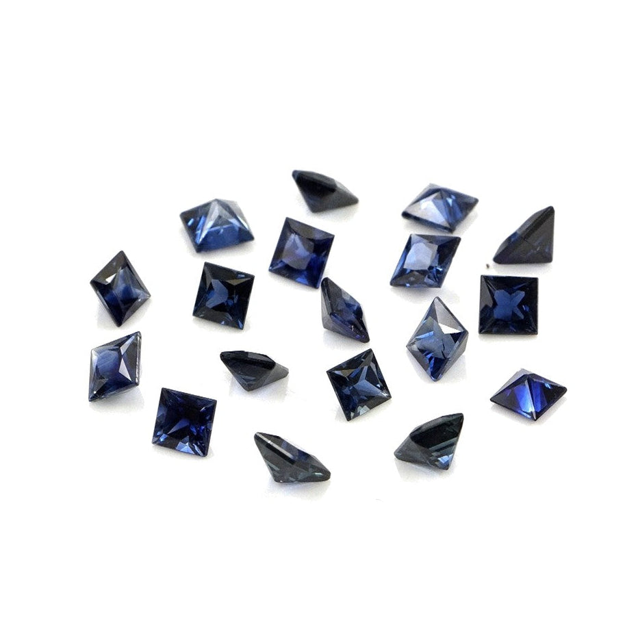 Natural Untreated Blue Sapphire Calibrated Squares | 3mm & 3.5mm