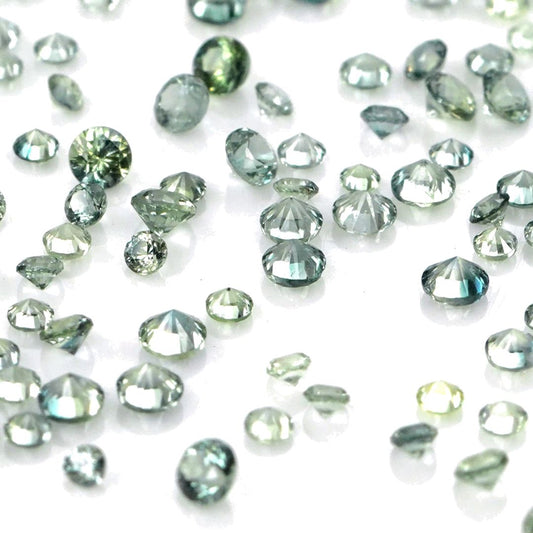 Natural Untreated Green Sapphire Calibrated Rounds | 1mm & 1.5mm