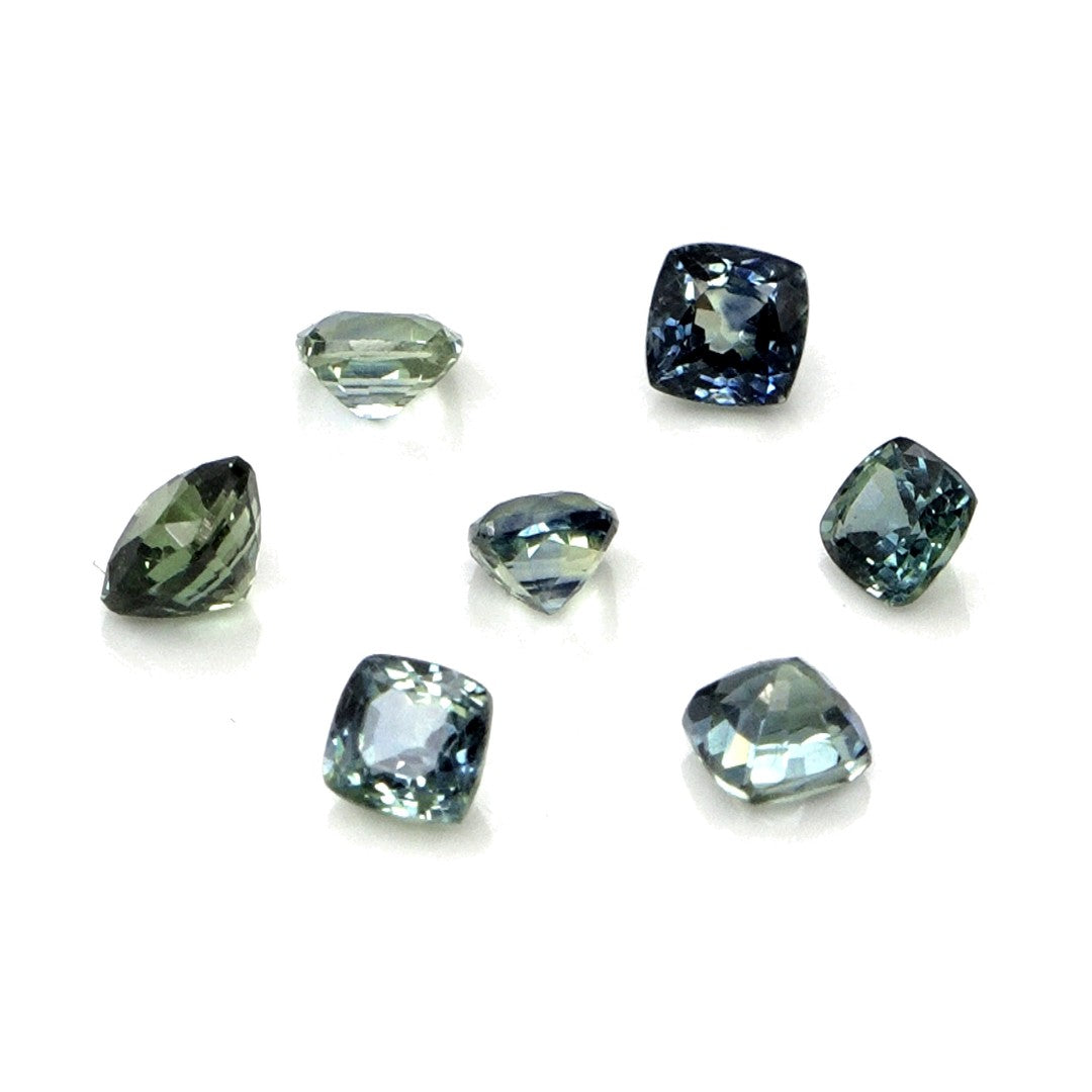 Natural Untreated Australian Teal Sapphire Calibrated Cushions | 3mm & 3.5mm