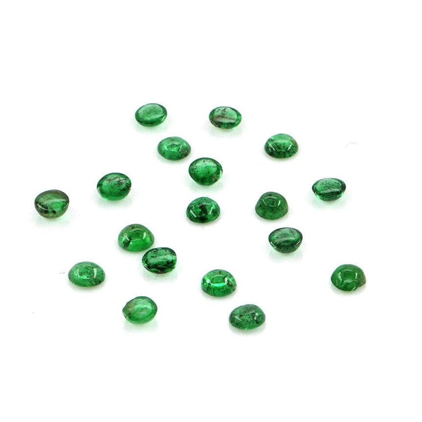 Natural Zambian Emerald Calibrated Cabochon Rounds | 2mm & 2.5mm