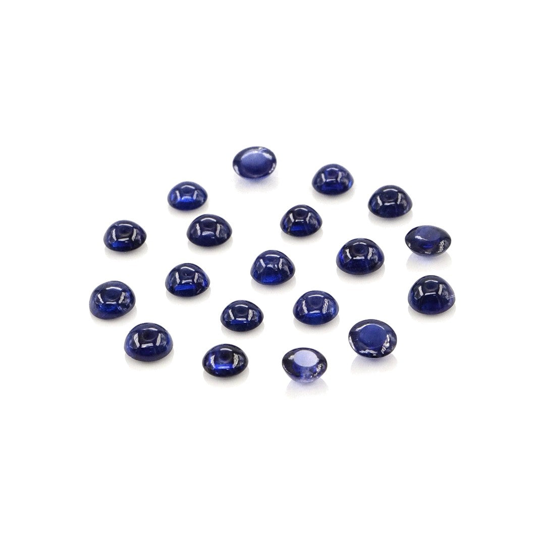 Natural Untreated Blue Sapphire Calibrated Cabochon Rounds | 3mm & 3.5mm