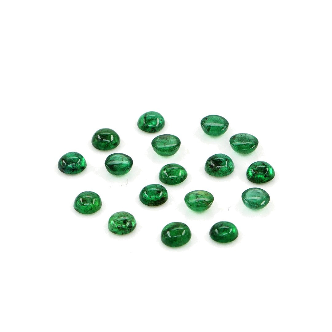 Natural Zambian Emerald Calibrated Cabochon Rounds | 3mm & 3.5mm