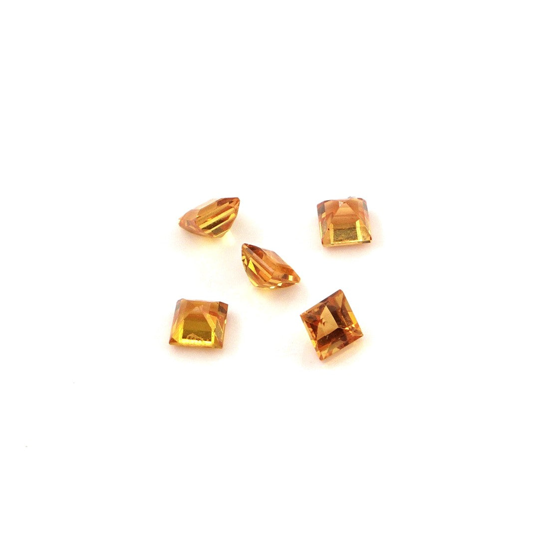 Natural Untreated Orange Sapphire Calibrated Squares | 2.5mm & 3mm