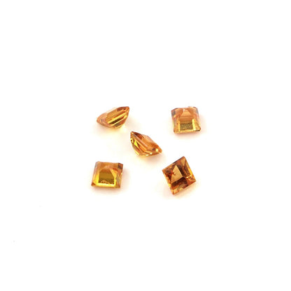 Natural Untreated Orange Sapphire Calibrated Squares | 2.5mm & 3mm