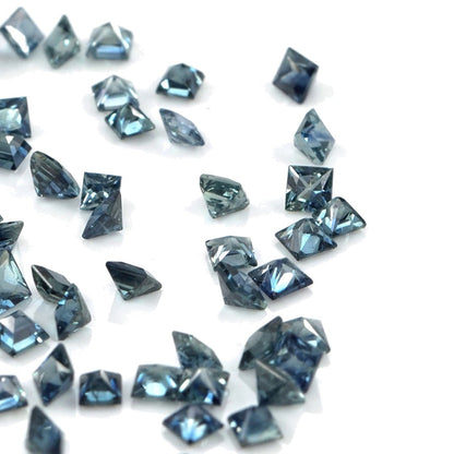 Natural Untreated Blue Sapphire Calibrated Princess Cut Squares | 2mm & 2.5mm