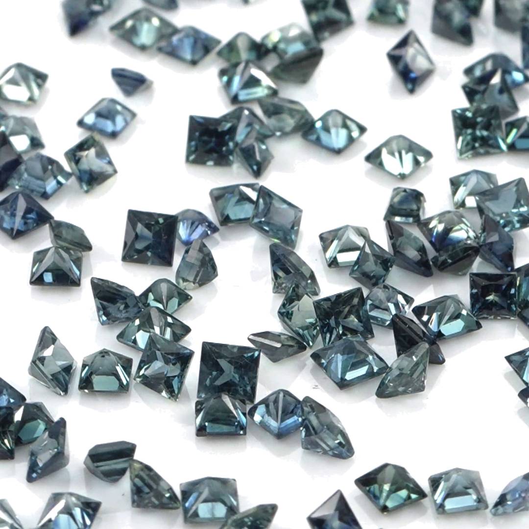 Natural Untreated Australian Teal Sapphire Calibrated Squares | 2mm & 2.5mm