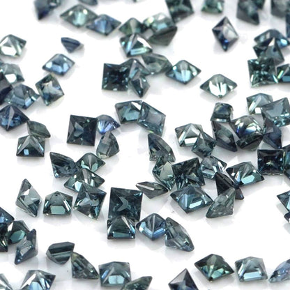 Natural Untreated Australian Teal Sapphire Calibrated Squares | 2mm & 2.5mm
