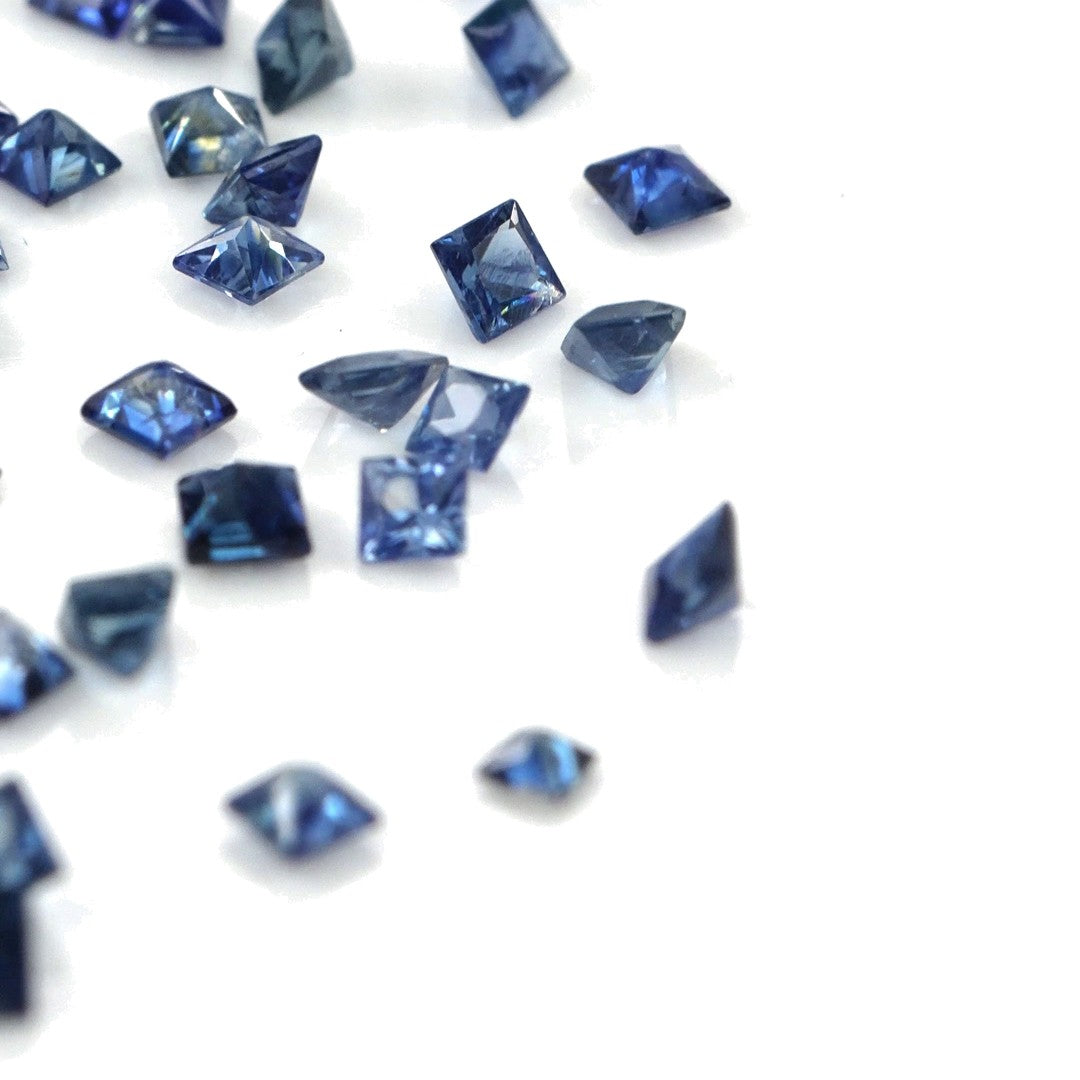 Natural Untreated Blue Sapphire Calibrated Squares | 2mm & 2.5mm