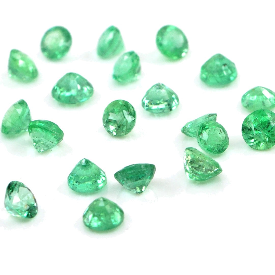 Natural Zambian Emerald Calibrated Rounds | 3mm & 3.5mm