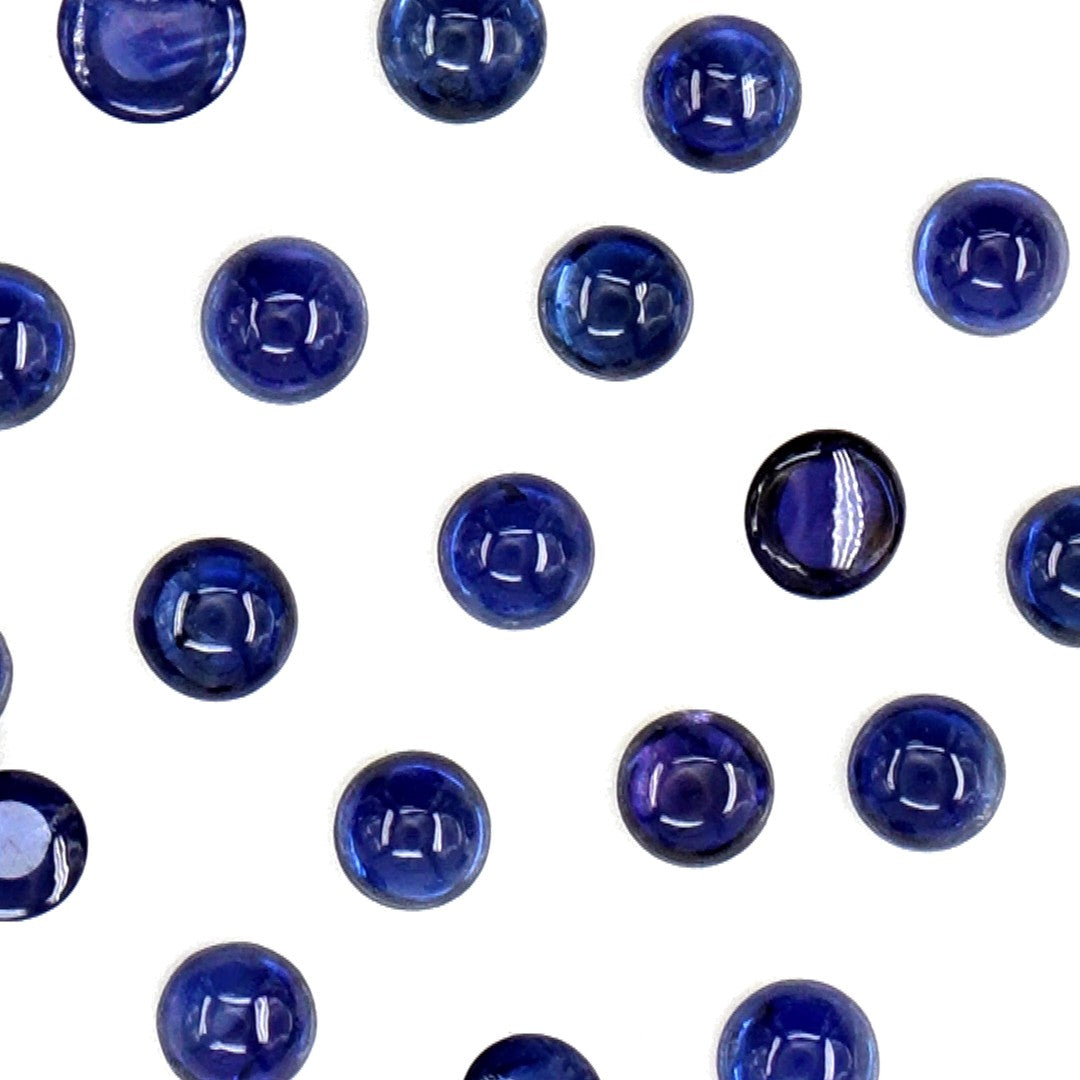 Natural Untreated Blue Sapphire Calibrated Cabochon Rounds | 3mm & 3.5mm