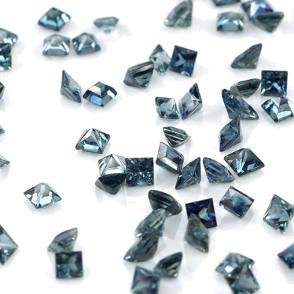Natural Untreated Blue Sapphire Calibrated Princess Cut Squares | 2mm & 2.5mm
