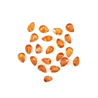 Natural Untreated Orange Sapphire Calibrated Pears | 3x4mm & 4x5mm