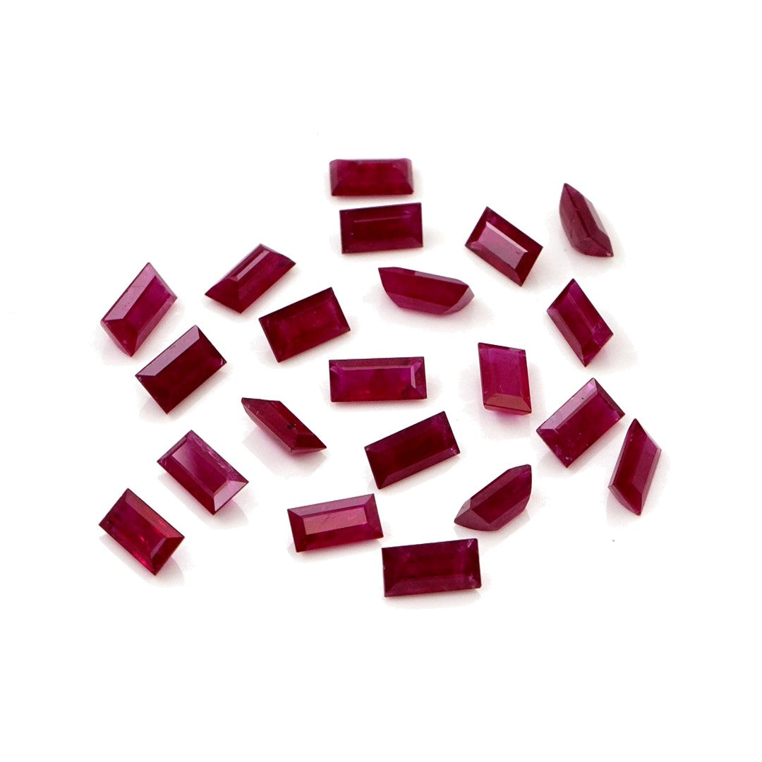 Natural Untreated Mozambique Ruby Calibrated Baguettes | 2x4mm & 2.5x5mm