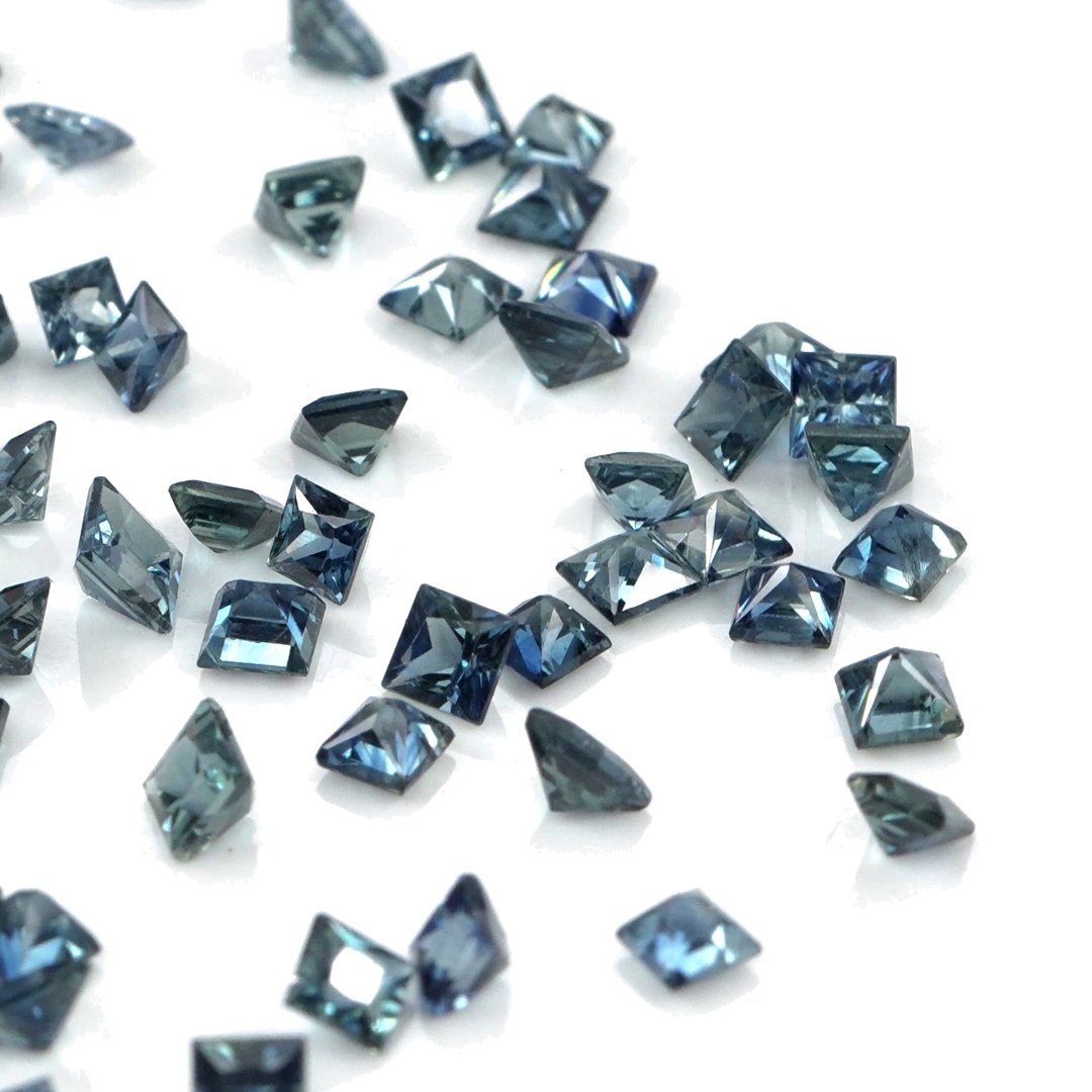 Natural Untreated Blue Sapphire Calibrated Princess Cut Squares | 2mm & 2.5mm