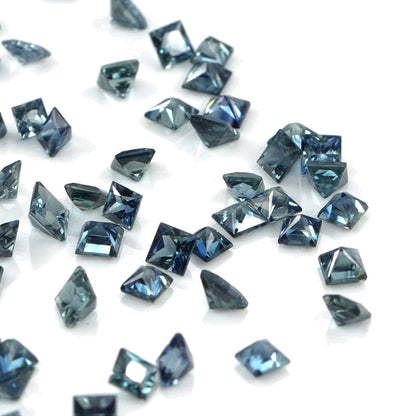Natural Untreated Blue Sapphire Calibrated Princess Cut Squares | 2mm & 2.5mm