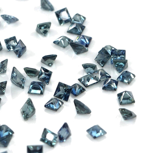 Natural Untreated Blue Sapphire Calibrated Princess Cut Squares | 2mm & 2.5mm