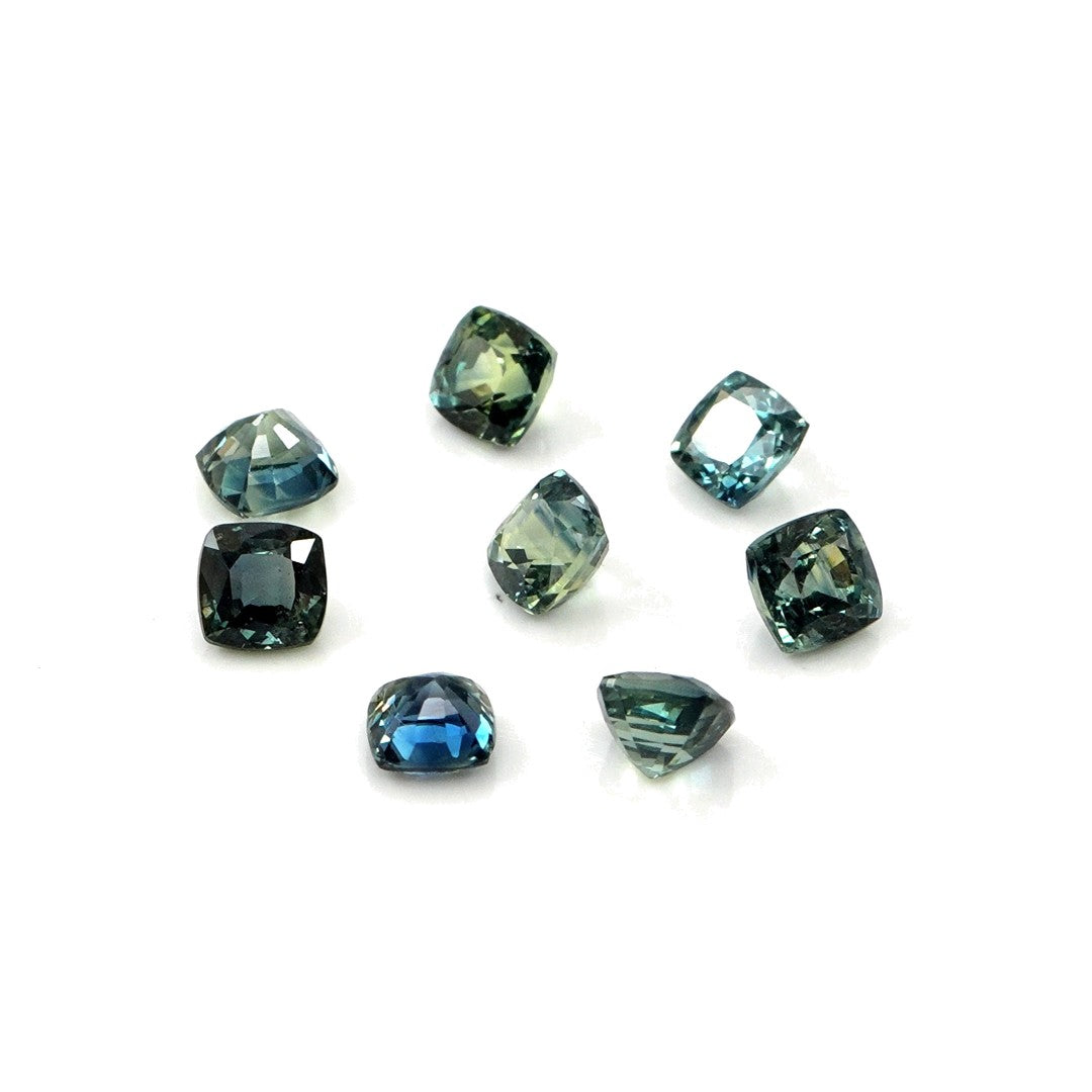 Natural Untreated Australian Teal Sapphire Calibrated Cushions | 4mm & 4.5mm