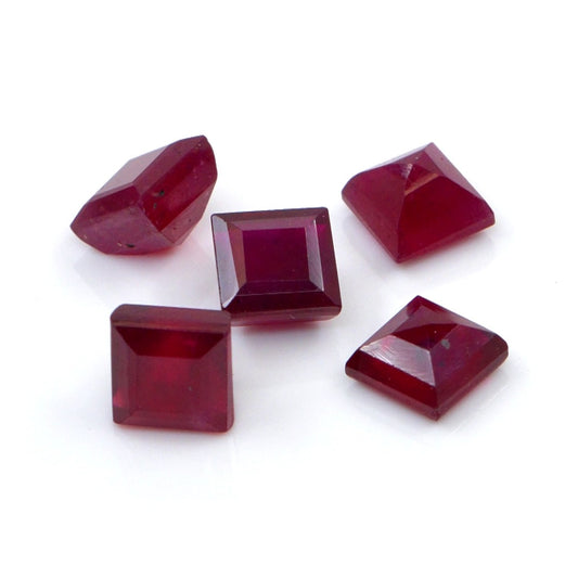 Natural Bangkok Ruby Calibrated Squares | 4mm & 5mm
