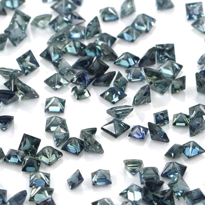 Natural Untreated Australian Teal Sapphire Calibrated Squares | 2mm & 2.5mm