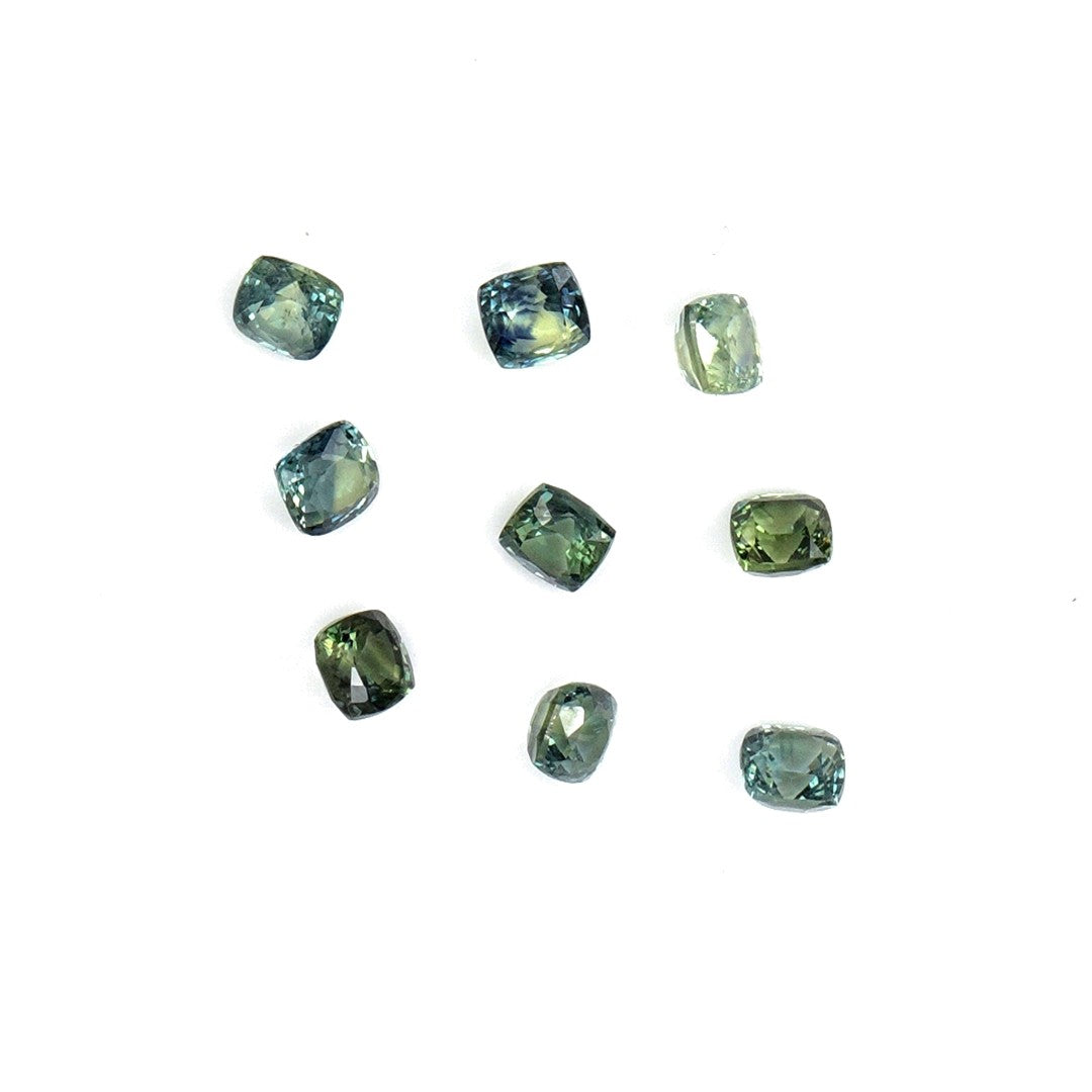 Natural Untreated Australian Teal Sapphire Calibrated Cushions | 4mm & 4.5mm