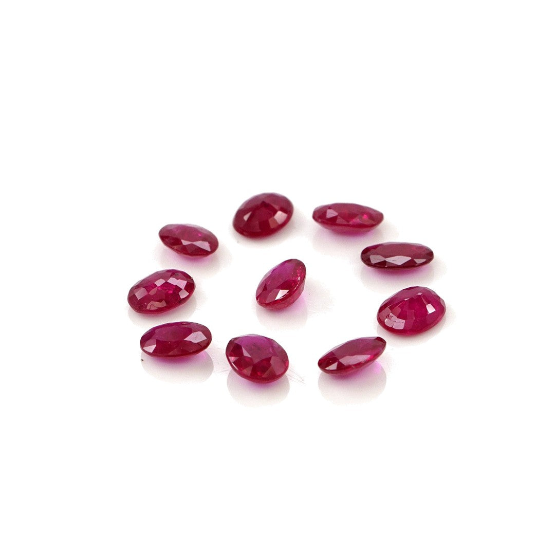 Natural Untreated Mozambique Ruby Calibrated Ovals | 3x4mm & 4x5mm