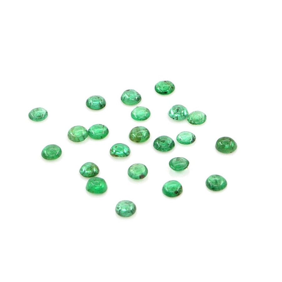 Natural Zambian Emerald Calibrated Cabochon Rounds | 2mm & 2.5mm