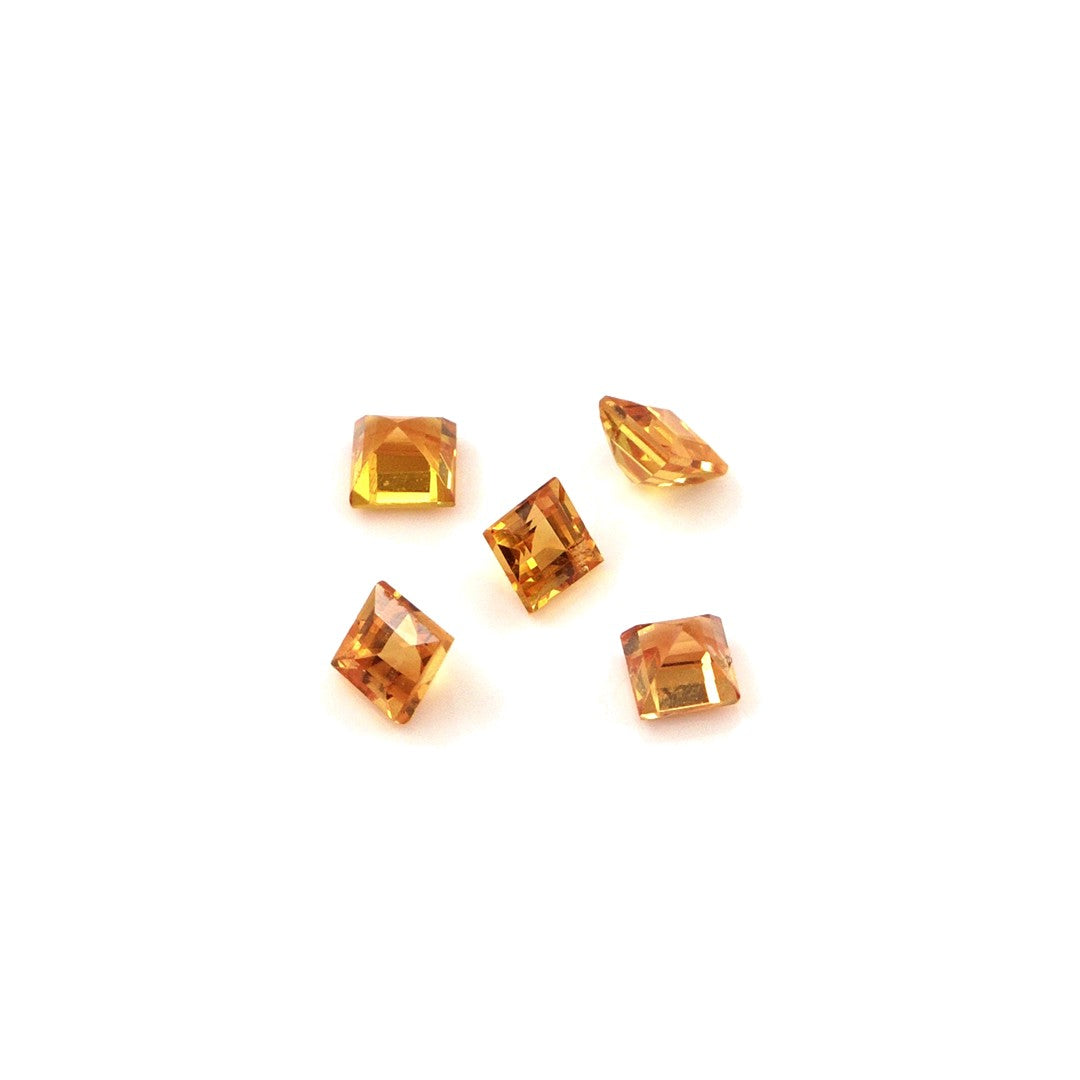 Natural Untreated Orange Sapphire Calibrated Squares | 2.5mm & 3mm