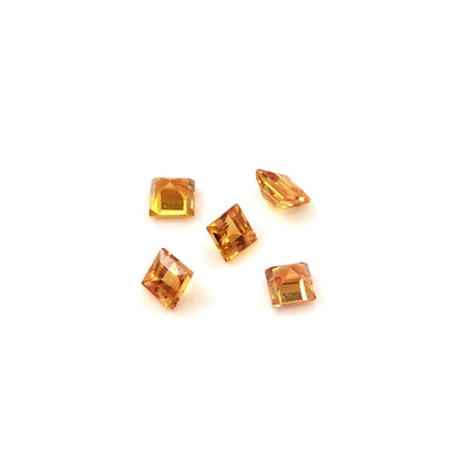 Natural Untreated Orange Sapphire Calibrated Squares | 2.5mm & 3mm