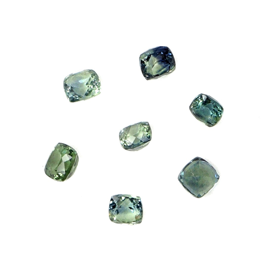 Natural Untreated Australian Teal Sapphire Calibrated Cushions | 3mm & 3.5mm