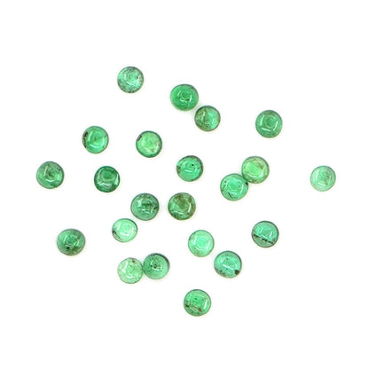Natural Zambian Emerald Calibrated Cabochon Rounds | 2mm & 2.5mm