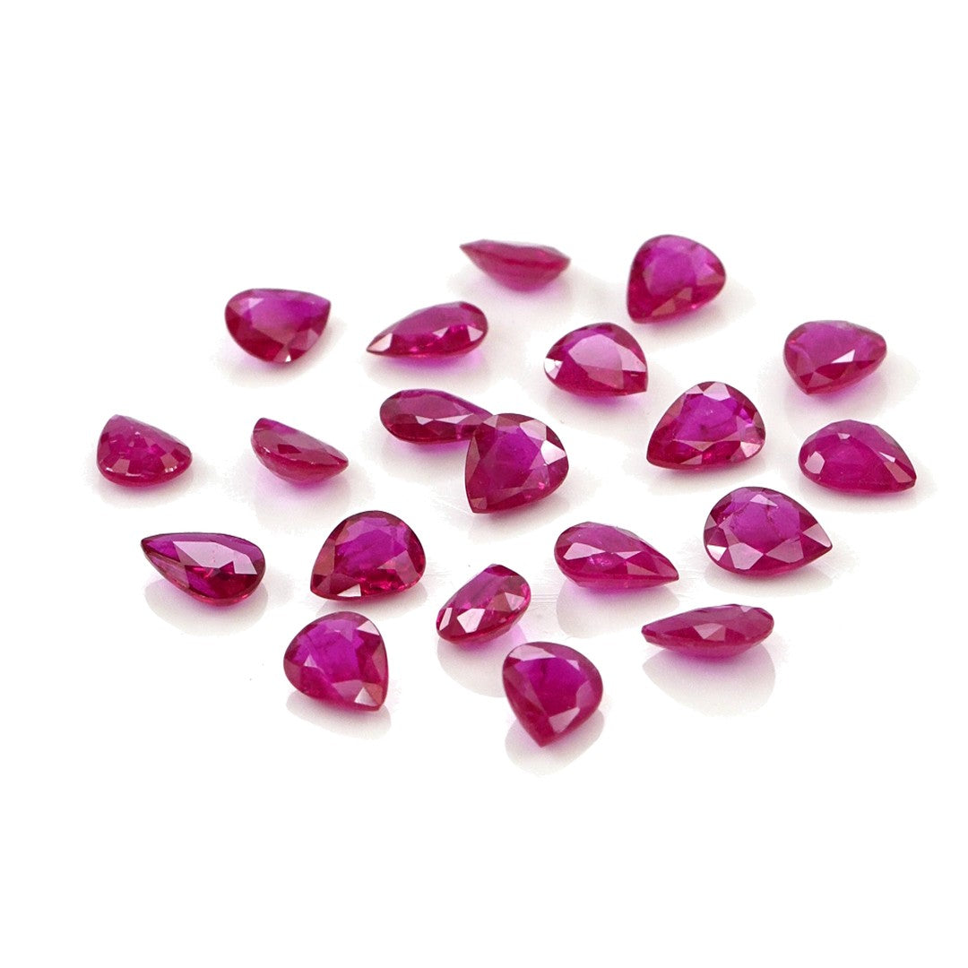 Natural Untreated Mozambique Ruby Calibrated Pears | 3x4mm & 4x5mm