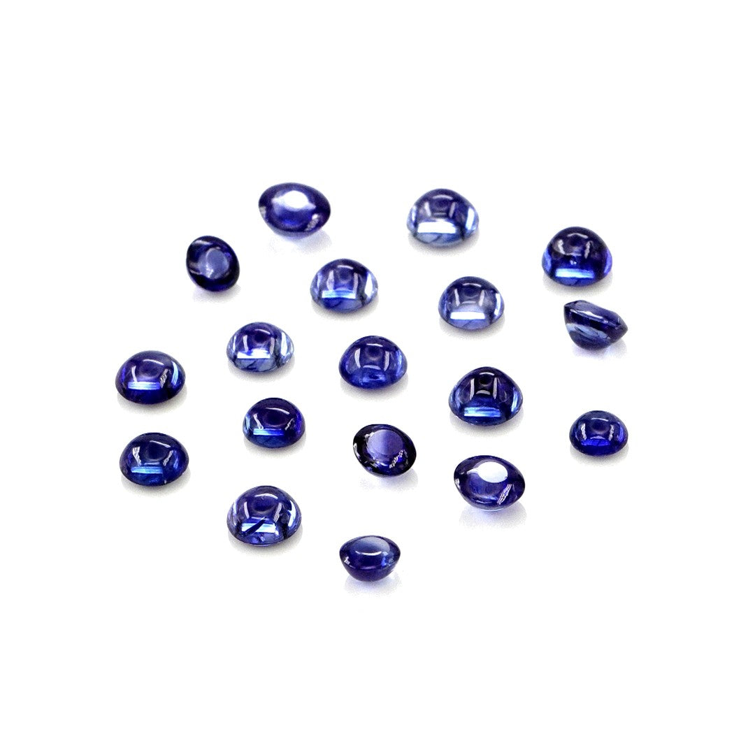 Natural Untreated Blue Sapphire Calibrated Cabochon Rounds | 3mm & 3.5mm
