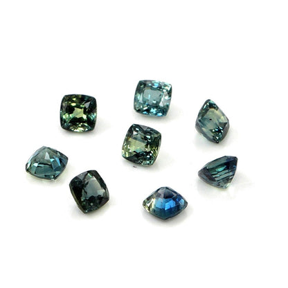 Natural Untreated Australian Teal Sapphire Calibrated Cushions | 4mm & 4.5mm
