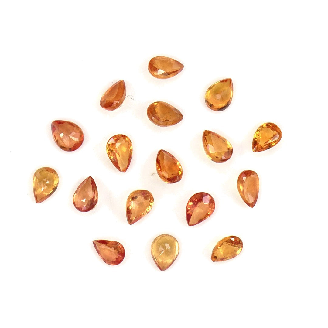 Natural Untreated Orange Sapphire Calibrated Pears | 3x4mm & 4x5mm