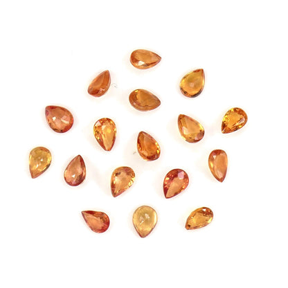 Natural Untreated Orange Sapphire Calibrated Pears | 3x4mm & 4x5mm