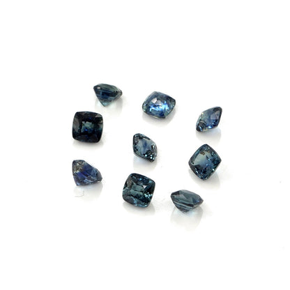 Natural Untreated Australian Teal Sapphire Calibrated Cushions | 3mm & 3.5mm