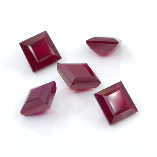 Natural Bangkok Ruby Calibrated Squares | 6mm & 7mm