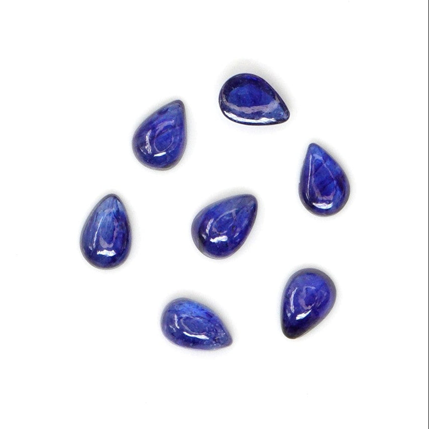 Natural Bangkok Blue Sapphire Calibrated Cabochon Pears | 3x5mm & 4x6mm