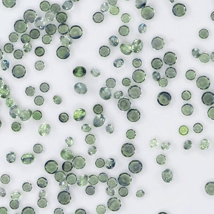 Natural Untreated Green Sapphire Calibrated Rounds | 1mm & 1.5mm