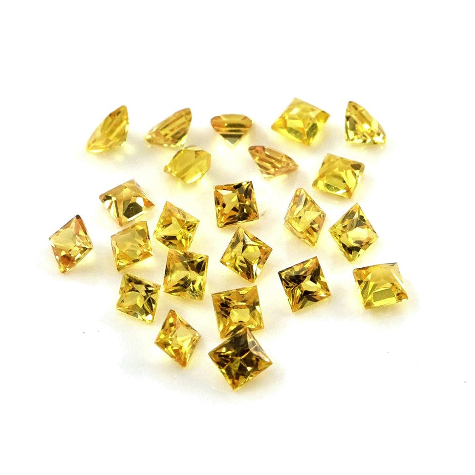 Natural Untreated Yellow Sapphire Calibrated Princess Cut Squares | 2mm & 2.25mm