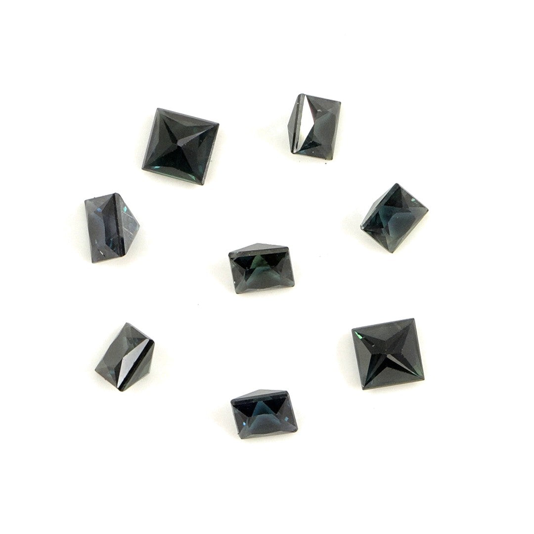 Natural Untreated Australian Teal Sapphire Calibrated Squares | 4mm & 4.5mm