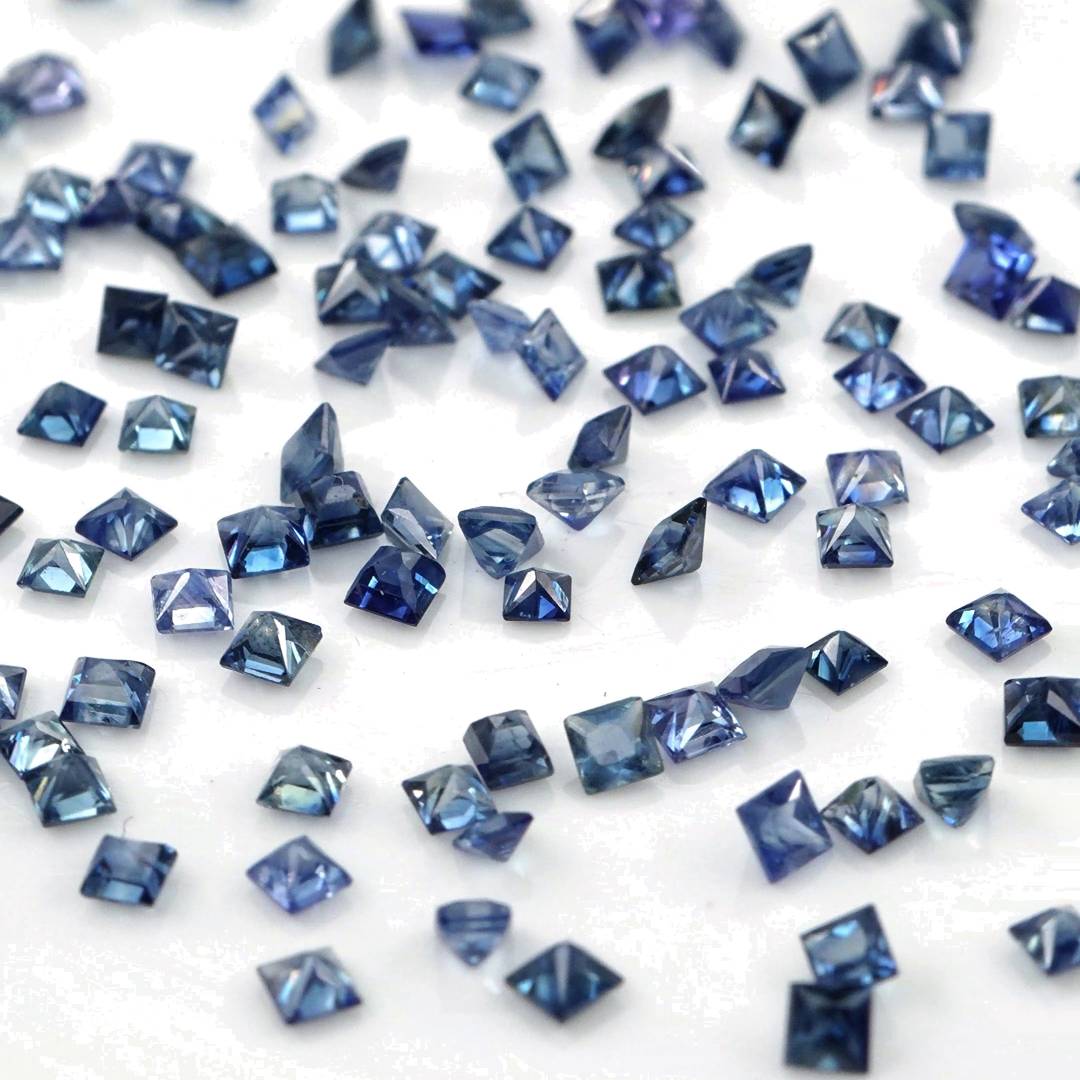 Natural Untreated Blue Sapphire Calibrated Squares | 2mm & 2.5mm