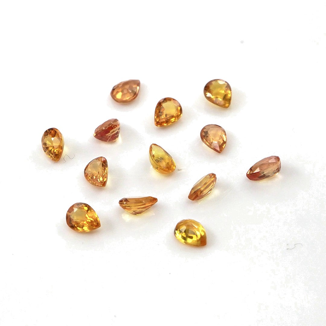 Natural Untreated Orange Sapphire Calibrated Pears | 3x4mm & 4x5mm