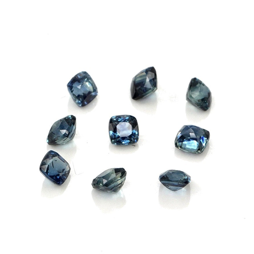 Natural Untreated Australian Teal Sapphire Calibrated Cushions | 3mm & 3.5mm