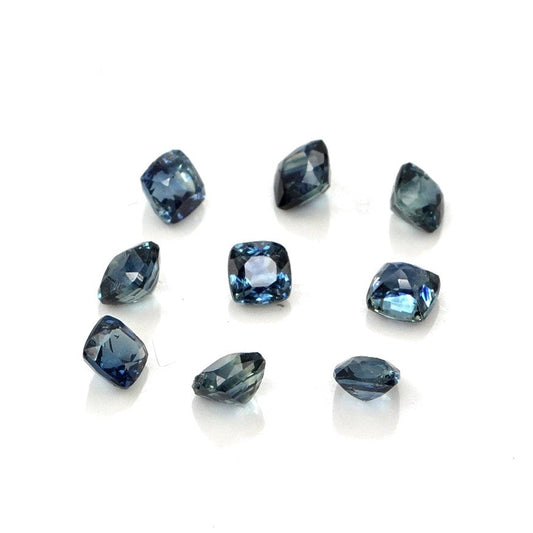 Natural Untreated Australian Teal Sapphire Calibrated Cushions | 3mm & 3.5mm