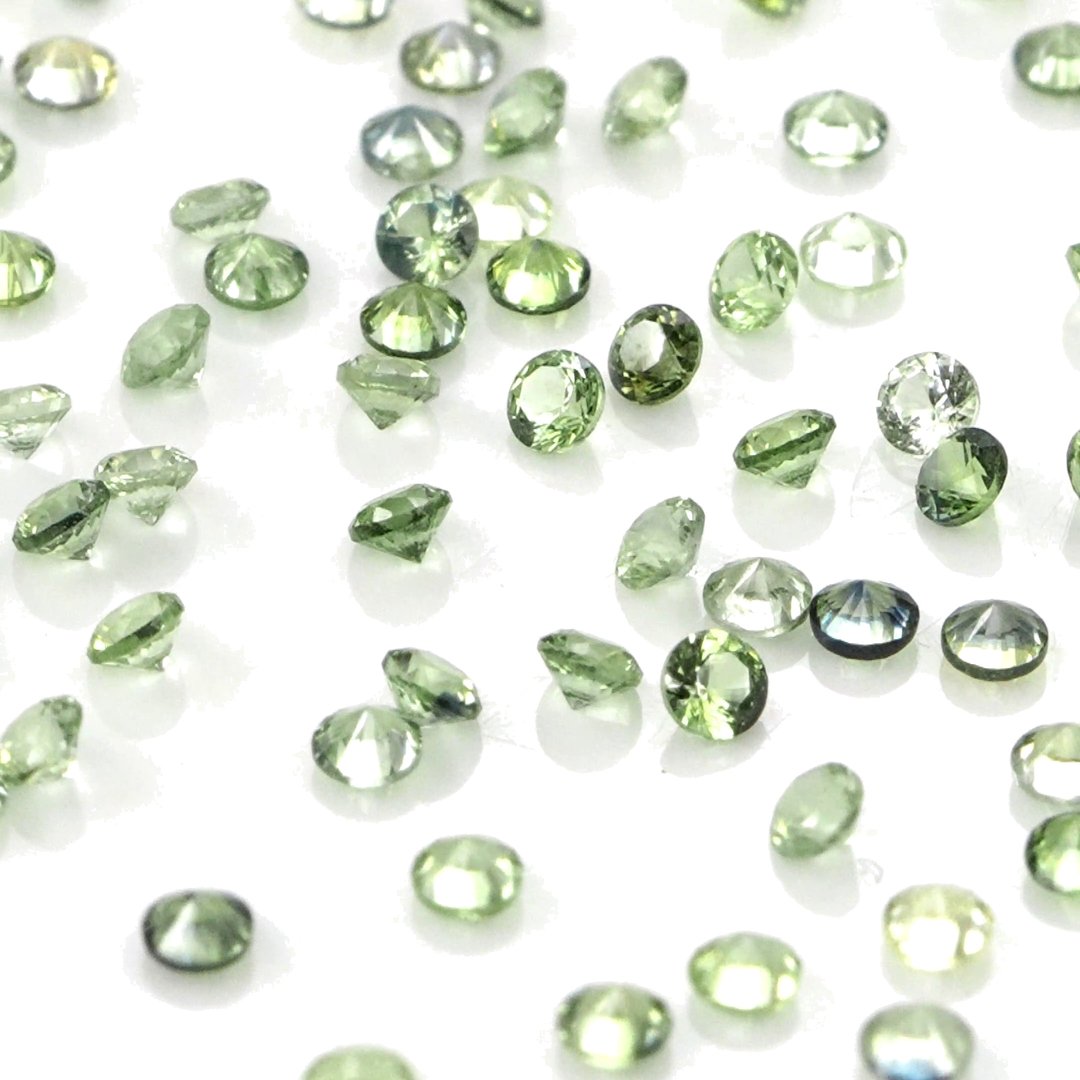 Natural Untreated Green Sapphire Calibrated Rounds | 1mm & 1.5mm