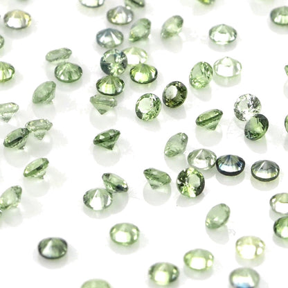 Natural Untreated Green Sapphire Calibrated Rounds | 1mm & 1.5mm
