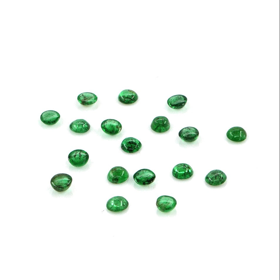 Natural Zambian Emerald Calibrated Cabochon Rounds | 2mm & 2.5mm